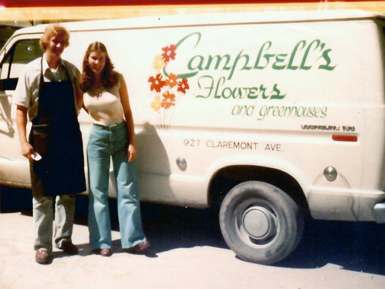 Gary and Mardi Stanifer, with a branded delivery van, soon after taking ownership of the business